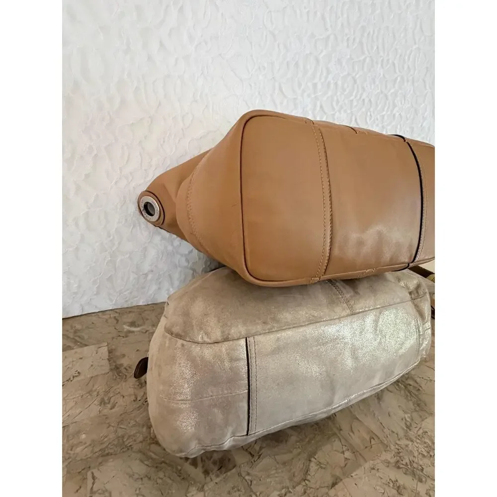 Bundle of 2 Coach bags silver and Brown shoulder bag